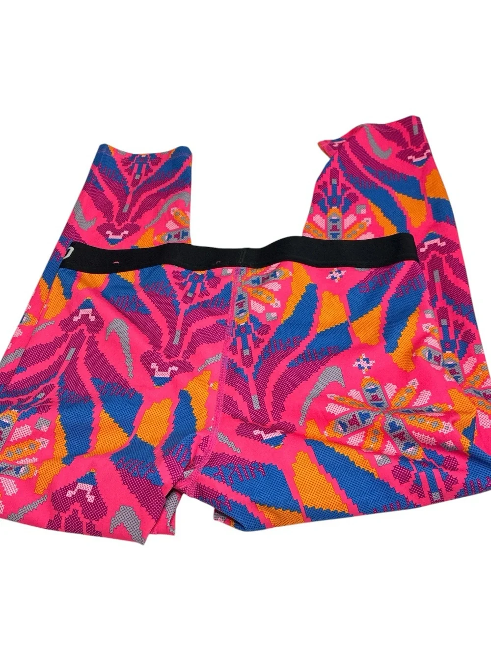 Nike Pro Hyperwarm Pixel Print Leggings Pink Blue Geometric Size Large